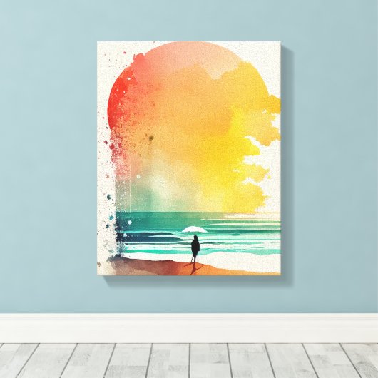 De Abstracte strand-kunst van Waves binnenlopen Canvas Afdruk (Insitu (Houten vloer))