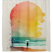 De Abstracte strand-kunst van Waves binnenlopen Douchegordijn (Voorkant)