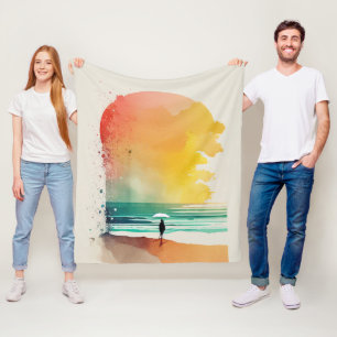 De Abstracte strand-kunst van Waves binnenlopen Fleece Deken