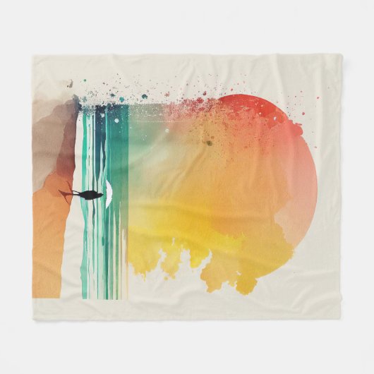 De Abstracte strand-kunst van Waves binnenlopen Fleece Deken (Voorkant (Horizontaal))