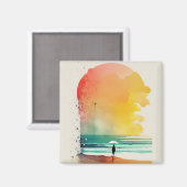 De Abstracte strand-kunst van Waves binnenlopen Magneet (Voorkant / Achterkant)