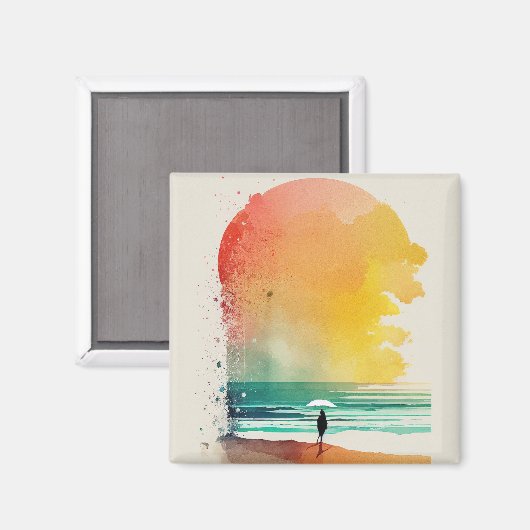 De Abstracte strand-kunst van Waves binnenlopen Magneet (Voorkant / Achterkant)