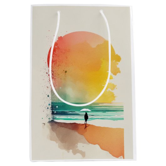 De Abstracte strand-kunst van Waves binnenlopen Medium Cadeauzakje (Voorkant)