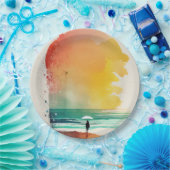 De Abstracte strand-kunst van Waves binnenlopen Papieren Bordje (Feest)