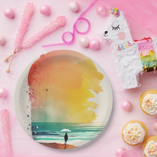 De Abstracte strand-kunst van Waves binnenlopen Papieren Bordje (Feest)