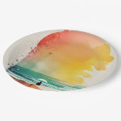 De Abstracte strand-kunst van Waves binnenlopen Papieren Bordje (Gekanteld)