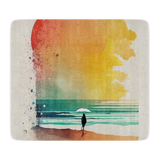 De Abstracte strand-kunst van Waves binnenlopen Snijplank (Voorkant)