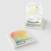 De Abstracte strand-kunst van Waves binnenlopen Stenen Onderzetter (Zijkant)