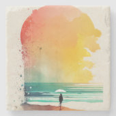 De Abstracte strand-kunst van Waves binnenlopen Stenen Onderzetter (Voorkant)