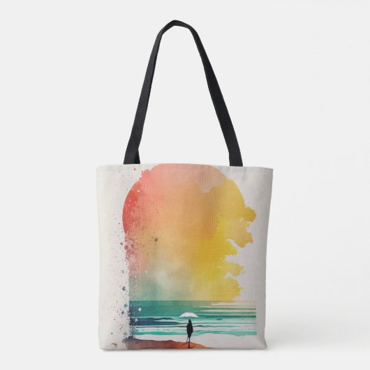 De Abstracte strand-kunst van Waves binnenlopen Tote Bag (Achterkant)