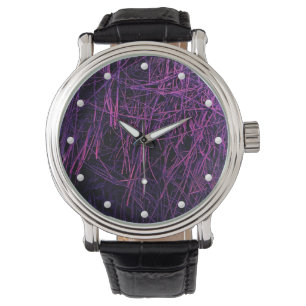 De abstracte textuur van het paarse neonstro horloge