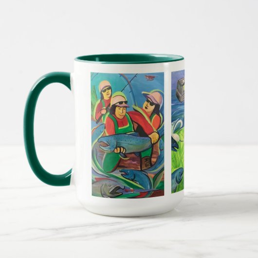 De abstracte visschilderijen van Percy Avugiak Mok (Links)