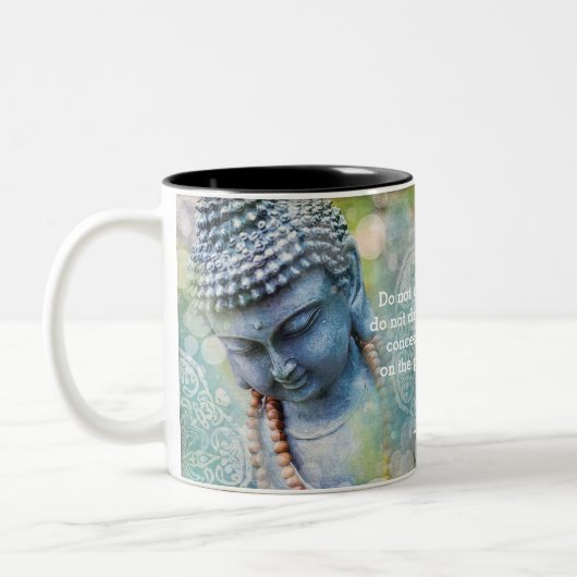 De Abstracte Waterverf van Boeddha Gepersonaliseer Tweekleurige Koffiemok (Links)