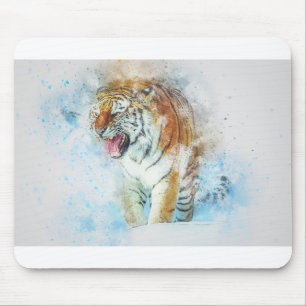 De Abstracte Waterverf van de Tiger Roar Animal Ar Muismat