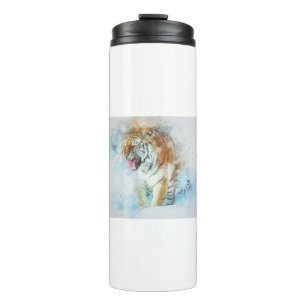 De Abstracte Waterverf van de Tiger Roar Animal Ar Thermosbeker