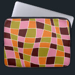 De Abstracte Wavy Lines van de Retro 70 van de Per Laptop Sleeve<br><div class="desc">Speciaal boho retro 70-stijl abstracte golvende lijnen laptophoes in groen,  roze,  bruin.</div>