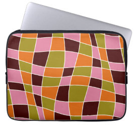 De Abstracte Wavy Lines van de Retro 70 van de Per Laptop Sleeve