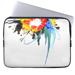De abstracte Wilde Verf van de Papegaai ploetert Laptop Sleeve