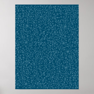 De abstraditie en fondo azul. Vegetación alieníg Poster