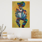 De accordionistische Cubistische kunst Poster (Keuken)