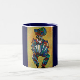 De accordionistische Cubistische kunst Tweekleurige Koffiemok