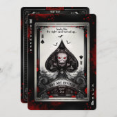 De Ace of Spades Skull Party Invitation Kaart (Voorkant / Achterkant)