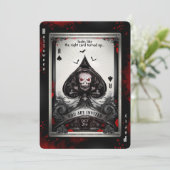 De Ace of Spades Skull Party Invitation Kaart (Staand voorkant)