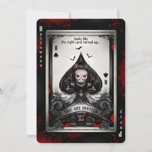 De Ace of Spades Skull Party Invitation Kaart