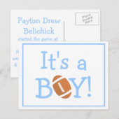 De 'Ach Football Theme Birth'-aankondiging Aankondigingskaart (Voorkant / Achterkant)