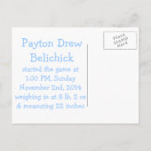 De 'Ach Football Theme Birth'-aankondiging Aankondigingskaart (Achterkant)