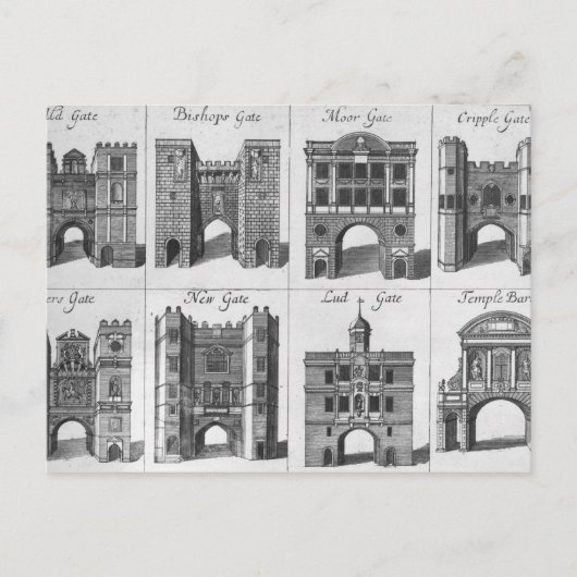 De acht poorten van de Londense City Briefkaart (Voorkant)