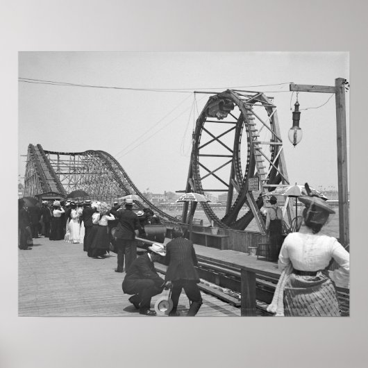 De achtbaan in Atlantic City, 1901. Vintage Poster (Voorkant)