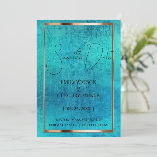 De  achtergrond van het Patina van de boomstam spa Save The Date (Staand voorkant)