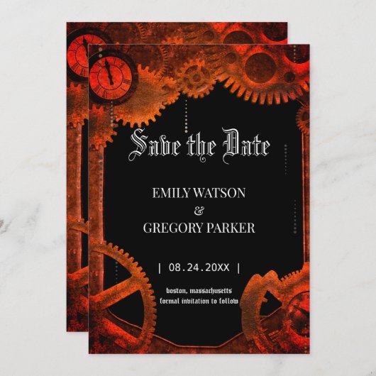 De  achtergrond van het Patina van de boomstam spa Save The Date (Voorkant / Achterkant)