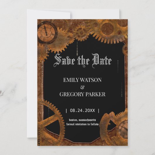 De  achtergrond van het Patina van de boomstam spa Save The Date (Voorkant)