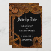 De  achtergrond van het Patina van de boomstam spa Save The Date (Voorkant / Achterkant)