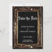 De  achtergrond van het Patina van de boomstam spa Save The Date (Voorkant)