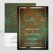 De  achtergrond van het Patina van de boomstam spa Save The Date (Voorkant / Achterkant)