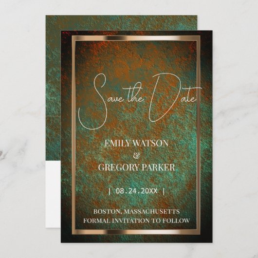 De achtergrond van het Patina van de boomstam spa Save The Date (Voorkant / Achterkant)