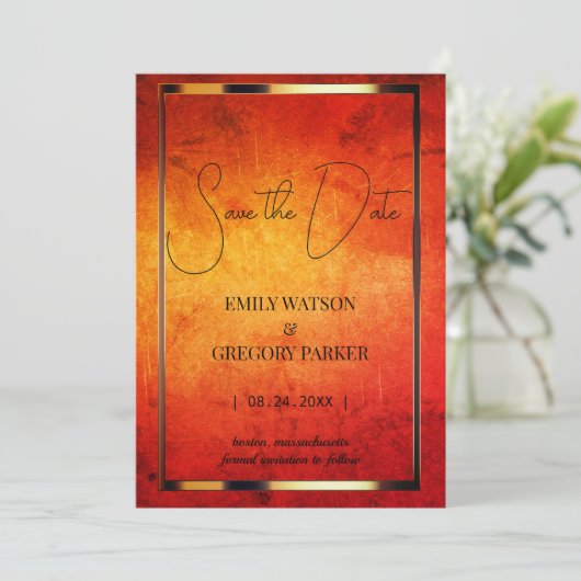 De  achtergrond van het Patina van de boomstam spa Save The Date (Staand voorkant)
