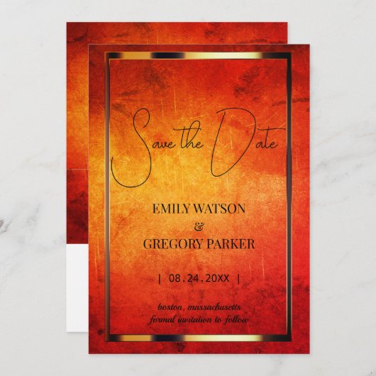 De  achtergrond van het Patina van de boomstam spa Save The Date (Voorkant / Achterkant)