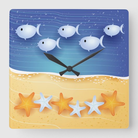 De achtergrond van het strand, muurklok vierkante klok (Voorkant)