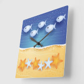 De achtergrond van het strand, muurklok vierkante klok (Hoek)