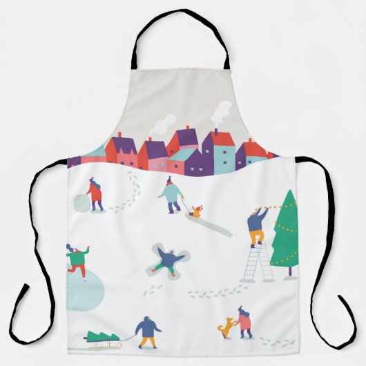 De achtergrond van het winterseizoen personages. W Schort (Voorkant)