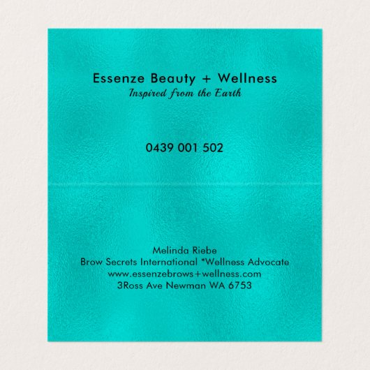 De achtergrond van Turquoise Modern Visitekaartje (Binnenkant ongevouwen)