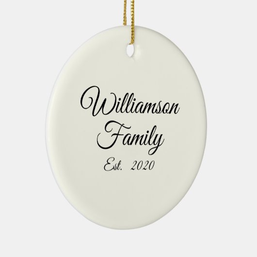 De achternaam, het jaar, het nummer van de koppeli keramisch ornament (Rechts)