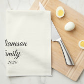 De achternaam, het jaar, het nummer van de koppeli theedoek (Quarter Fold)