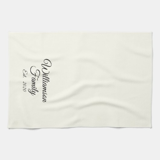 De achternaam, het jaar, het nummer van de koppeli theedoek (Horizontaal)