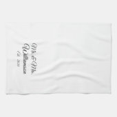 De achternaam, het jaar, het nummer van de koppeli theedoek (Horizontaal)