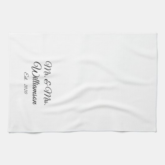 De achternaam, het jaar, het nummer van de koppeli theedoek (Horizontaal)